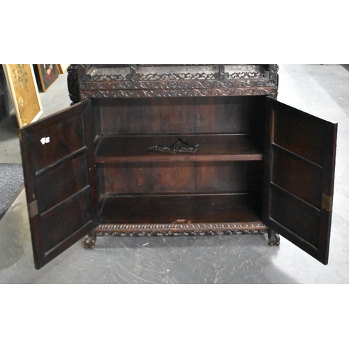 1304 - A LARGE 19TH CENTURY CHINESE CARVED HARDWOOD DISPLAY CASE Qing. 215 cm x 98 cm.