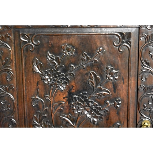 1304 - A LARGE 19TH CENTURY CHINESE CARVED HARDWOOD DISPLAY CASE Qing. 215 cm x 98 cm.