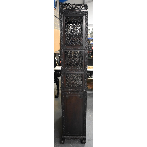 1304 - A LARGE 19TH CENTURY CHINESE CARVED HARDWOOD DISPLAY CASE Qing. 215 cm x 98 cm.