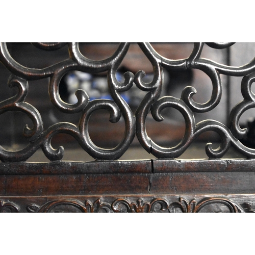 1304 - A LARGE 19TH CENTURY CHINESE CARVED HARDWOOD DISPLAY CASE Qing. 215 cm x 98 cm.