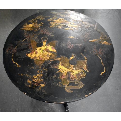 1307 - A 19TH CENTURY JAPANESE MEIJI PERIOD COUNTRY HOUSE AESTHETIC MOVEMENT TABLE decorated in lacquer wit... 