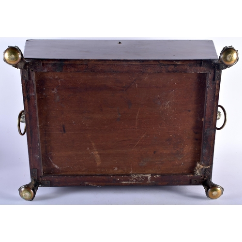 1311 - A LARGE GEORGE III MAHOGANY CELLARETTE with brass lion feet and handles. 62 cm x 42 cm x 34 cm.