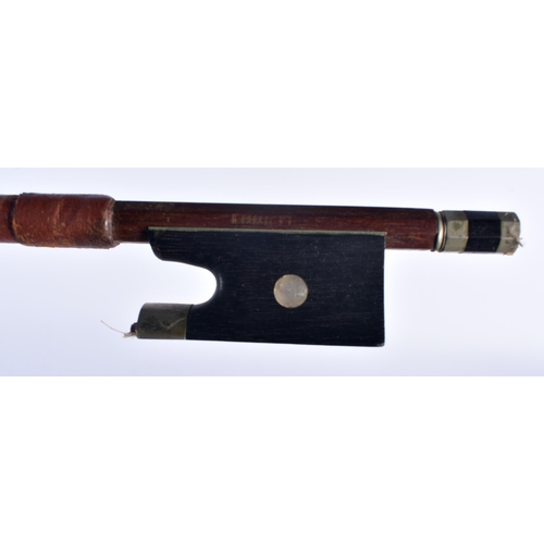 1318 - A TWO PIECE BACK VIOLIN together with a bow signed Tourte. Violin 58.5 cm long, length of back exclu... 