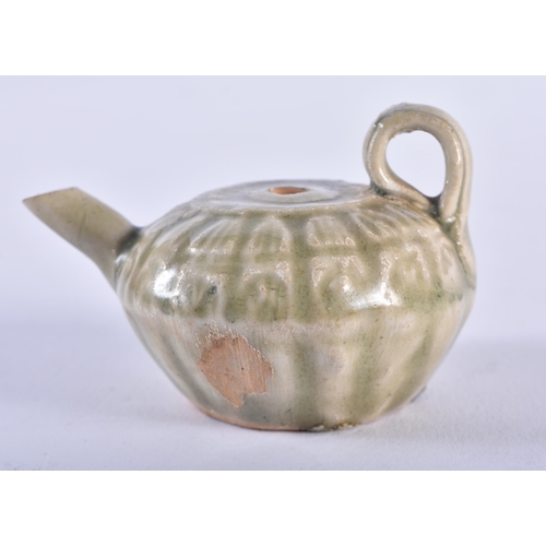 1321 - A 19TH CENTURY JAPANESE MEIJI PERIOD KOREAN CELADON WATER DROPPER. 6 cm wide.