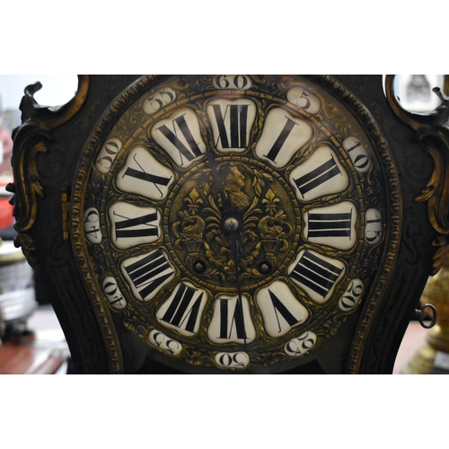 1329 - A LARGE ANTIQUE FRENCH BOULLE TORTOISESHELL MANTEL CLOCK. 70 cm x 30 cm.