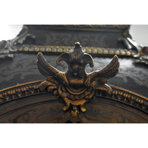 1329 - A LARGE ANTIQUE FRENCH BOULLE TORTOISESHELL MANTEL CLOCK. 70 cm x 30 cm.