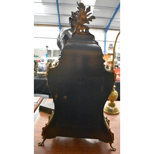 1329 - A LARGE ANTIQUE FRENCH BOULLE TORTOISESHELL MANTEL CLOCK. 70 cm x 30 cm.