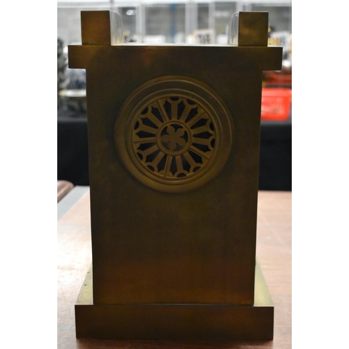 1332 - A LARGE ANTIQUE BRONZE REGULATOR MANTEL CLOCK. 38 cm x 22 cm.