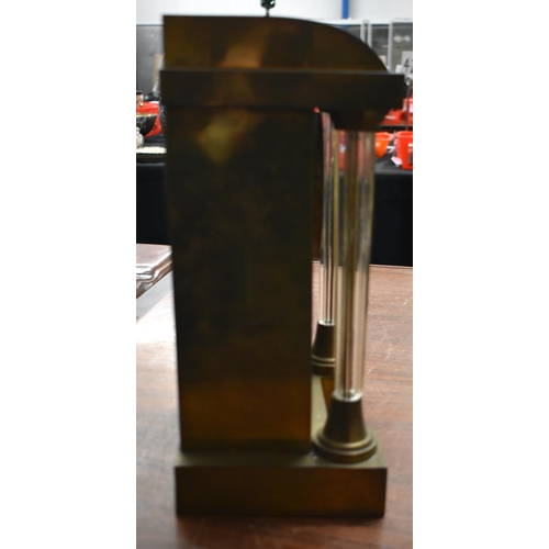 1332 - A LARGE ANTIQUE BRONZE REGULATOR MANTEL CLOCK. 38 cm x 22 cm.