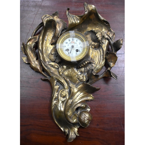 1335 - A LARGE ANTIQUE FRENCH BRONZE CARTEL CLOCK. 55 cm x 40 cm.