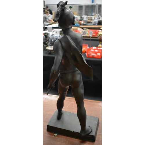 1336 - A VERY LARGE ART DECO BRONZE FIGURE OF A STANDING MALE. 78 cm high.