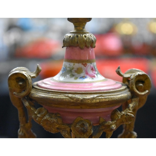 1338 - A 19TH CENTURY FRENCH SEVRES PORCELAIN MANTEL CLOCK painted with birds and flowers. 38 cm x 22 cm.