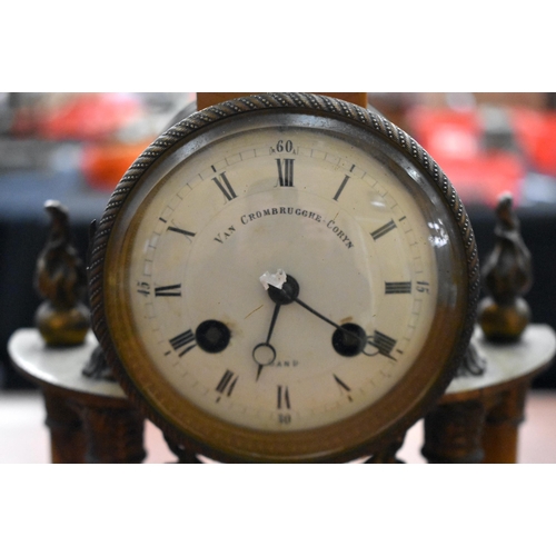 1339 - A 19TH CENTURY FRENCH SIENNA MARBLE CLOCK GARNITURE. Largest 42 cm x 17 cm. (3)