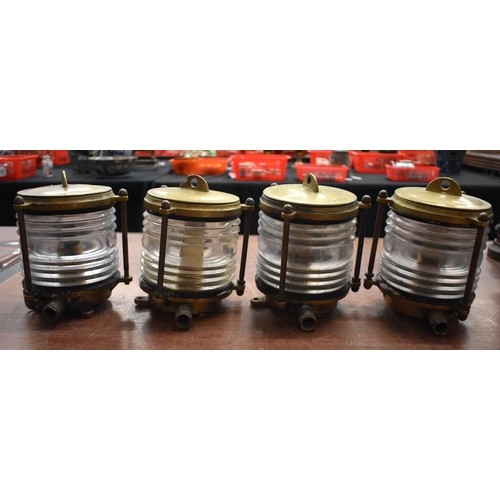 1340 - FOUR BRASS SHIPS LANTERNS. 20 cm x 13 cm.