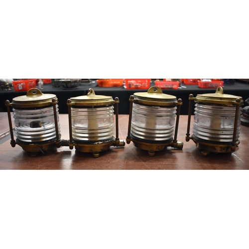 1340 - FOUR BRASS SHIPS LANTERNS. 20 cm x 13 cm.