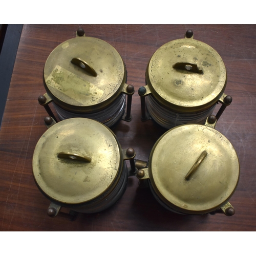 1340 - FOUR BRASS SHIPS LANTERNS. 20 cm x 13 cm.