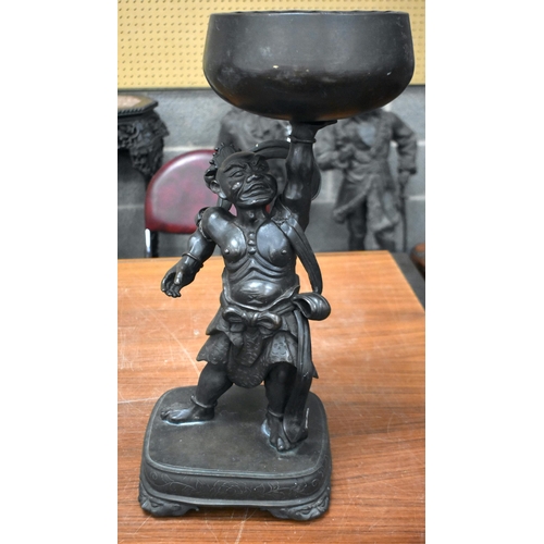 1342 - A LARGE 19TH CENTURY JAPANESE MEIJI PERIOD BRONZE DEMON OKIMONO. 58 cm high.