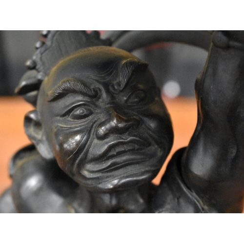 1342 - A LARGE 19TH CENTURY JAPANESE MEIJI PERIOD BRONZE DEMON OKIMONO. 58 cm high.