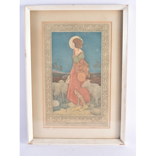 1346 - Fred Millar (C1920) Genevieve, coloured engraving. 48 cm x 32 cm.