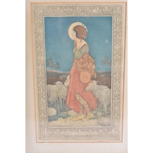 1346 - Fred Millar (C1920) Genevieve, coloured engraving. 48 cm x 32 cm.