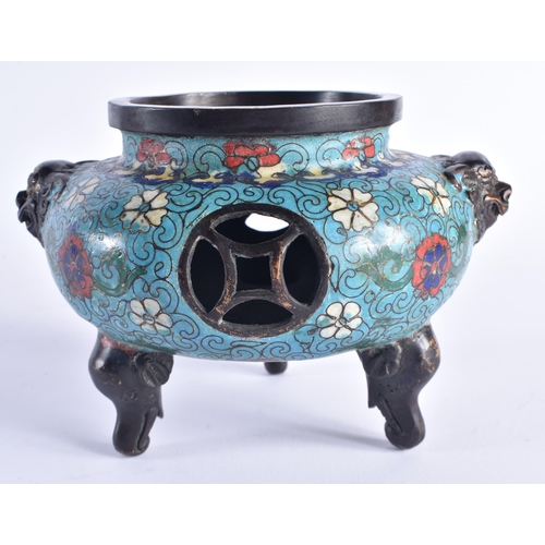 1375 - AN EARLY 20TH CENTURY CHINESE CLOISONNE ENAMEL BRONZE CENSER Late Qing/Republic. 18 cm x 12 cm.