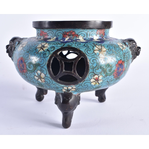 1375 - AN EARLY 20TH CENTURY CHINESE CLOISONNE ENAMEL BRONZE CENSER Late Qing/Republic. 18 cm x 12 cm.