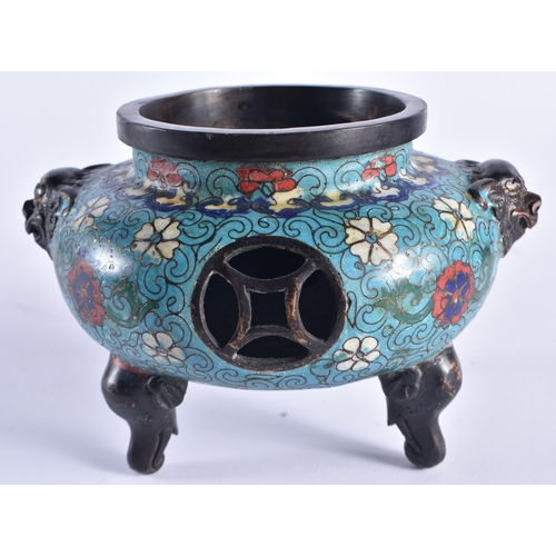 1375 - AN EARLY 20TH CENTURY CHINESE CLOISONNE ENAMEL BRONZE CENSER Late Qing/Republic. 18 cm x 12 cm.