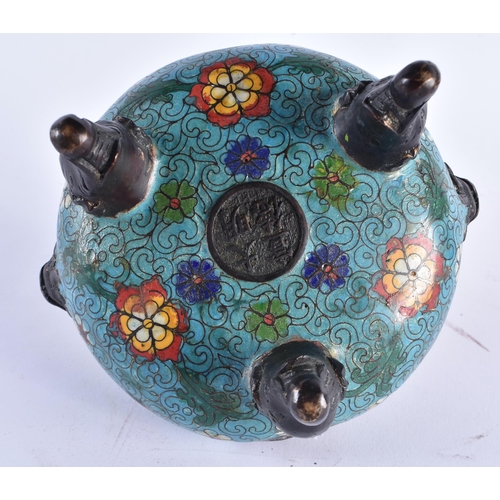 1375 - AN EARLY 20TH CENTURY CHINESE CLOISONNE ENAMEL BRONZE CENSER Late Qing/Republic. 18 cm x 12 cm.