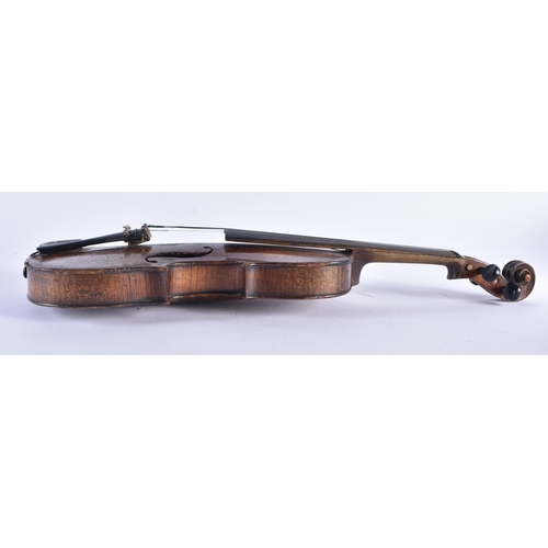 1376 - A SINGLE PIECE BACK VIOLIN. 53.5 cm long, length of back 33 cm not inc hump.