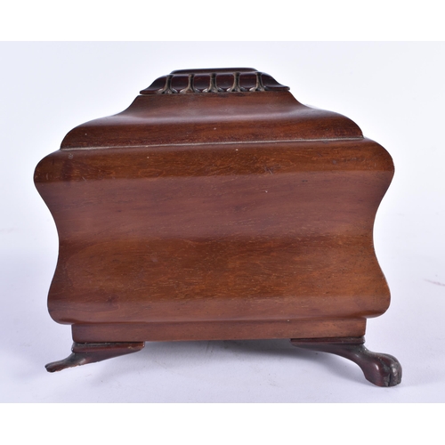 1377 - AN ANTIQUE CONTINENTAL TREEN CARVED WOOD COAT HANGER together with a Victorian mahogany money box. L... 