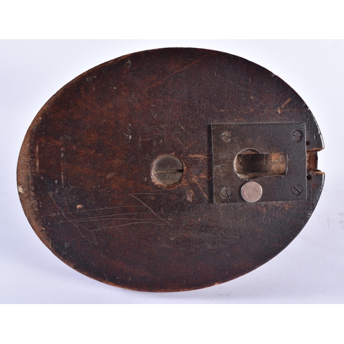 1377 - AN ANTIQUE CONTINENTAL TREEN CARVED WOOD COAT HANGER together with a Victorian mahogany money box. L... 