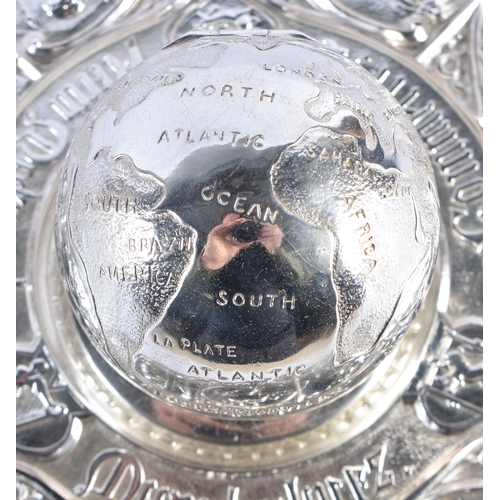 1404 - A RARE VICTORIAN ELKINGTON & CO SILVER PLATED GLOBE INKWELL by John Leighton (1822-1912) (designer),... 