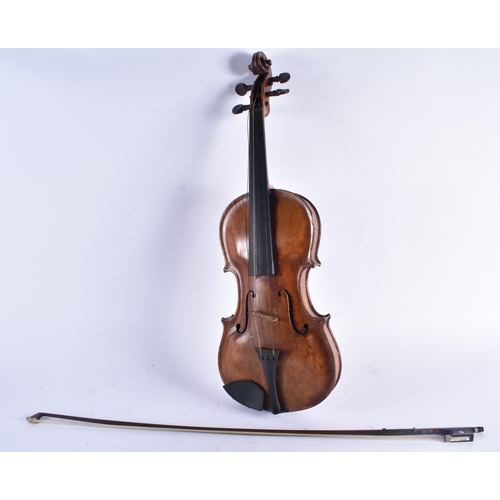 1408 - A TWO PIECE BACK VIOLIN bearing indistinct signature to back, signed inside Steiner, together with a... 