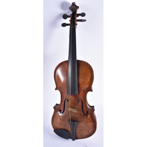 1408 - A TWO PIECE BACK VIOLIN bearing indistinct signature to back, signed inside Steiner, together with a... 