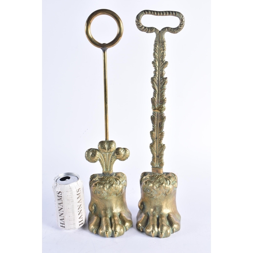 1410 - A MATCHED PAIR OF EARLY 19TH CENTURY ENGLISH COUNTRY HOUSE BRONZE DOOR STOPS formed as finely cast l... 