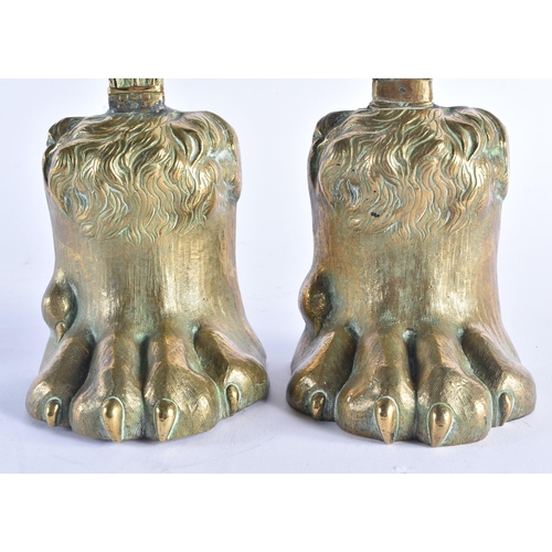 1410 - A MATCHED PAIR OF EARLY 19TH CENTURY ENGLISH COUNTRY HOUSE BRONZE DOOR STOPS formed as finely cast l... 