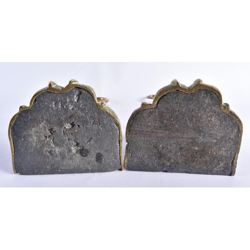 1410 - A MATCHED PAIR OF EARLY 19TH CENTURY ENGLISH COUNTRY HOUSE BRONZE DOOR STOPS formed as finely cast l... 