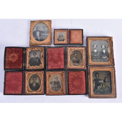 1413 - A GOOD COLLECTION OF EARLY DAGUERREOTYPES some possibly of deceased subjects. Largest image 9.5 cm x... 