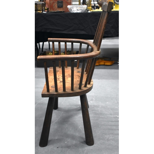 1437 - AN ANTIQUE RUSTIC COUNTRY STICK BACK CHAIR. 86 cm x 31 cm x 56.5 cm.