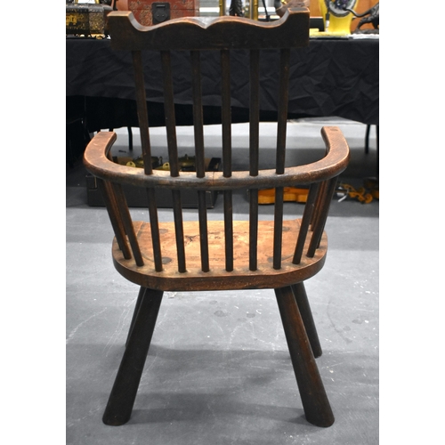 1437 - AN ANTIQUE RUSTIC COUNTRY STICK BACK CHAIR. 86 cm x 31 cm x 56.5 cm.