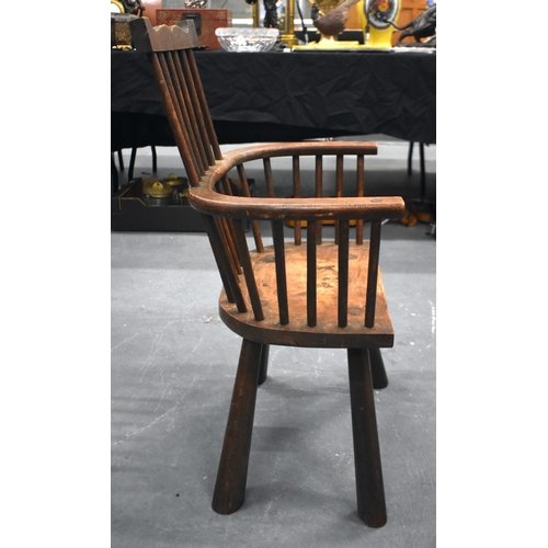 1437 - AN ANTIQUE RUSTIC COUNTRY STICK BACK CHAIR. 86 cm x 31 cm x 56.5 cm.