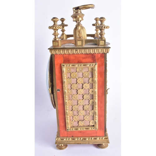 1449 - AN UNUSUAL EARLY 19TH CENTURY FRENCH BRONZE AND LACQUER LEROY A PARIS CLOCK with scrolling mounts an... 