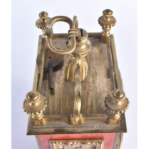 1449 - AN UNUSUAL EARLY 19TH CENTURY FRENCH BRONZE AND LACQUER LEROY A PARIS CLOCK with scrolling mounts an... 