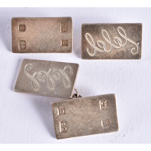 1461 - SILVER CUFFLINKS and a silver ingot. 60 grams. (qty)