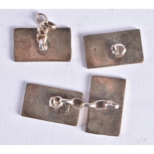 1461 - SILVER CUFFLINKS and a silver ingot. 60 grams. (qty)