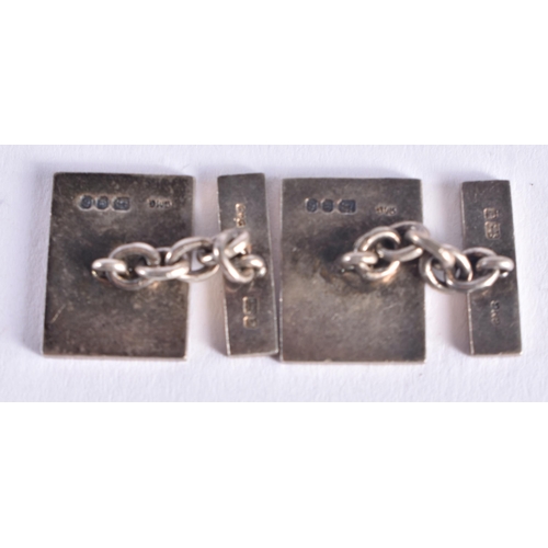 1461 - SILVER CUFFLINKS and a silver ingot. 60 grams. (qty)