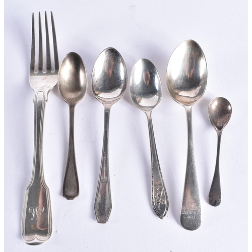 1462 - ASSORTED SILVER including spoons. 121 grams. (qty)