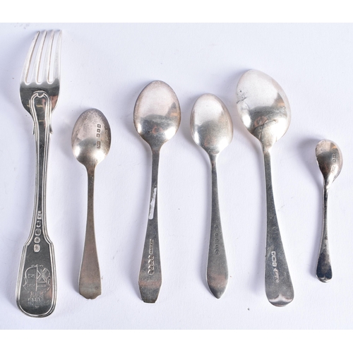 1462 - ASSORTED SILVER including spoons. 121 grams. (qty)