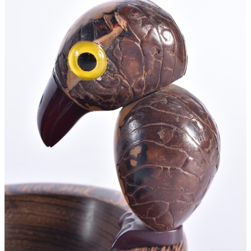 1464 - AN UNUSUAL PAIR OF ART DECO WALLY BIRD BAKELITE CARVED WOOD SCULPTURES with bakelite features. Large... 