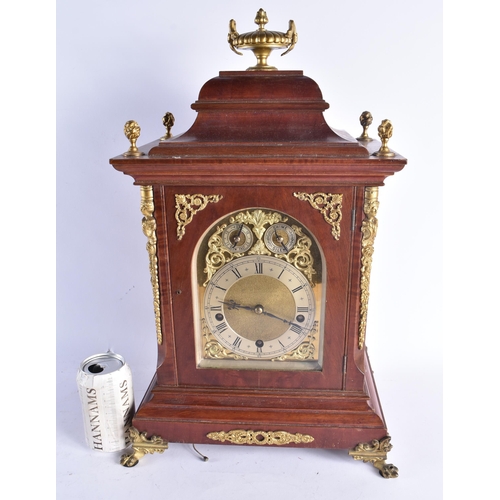 1473 - A LARGE ANTIQUE MAHOGANY PULL REPEAT BRACKET CLOCK with gilt brass mounts. 50 cm x 28 cm.